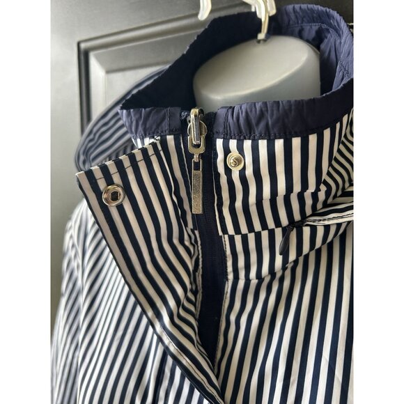 'S MaxMara Trench Rain Coat Reversible Women's Size 6 Nautical Navy Chic Striped - Picture 9 of 16